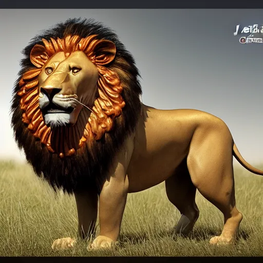 Image similar to A life-size lion made out of jello, zbrush model, weta digital, subsurface scattering, perfect render