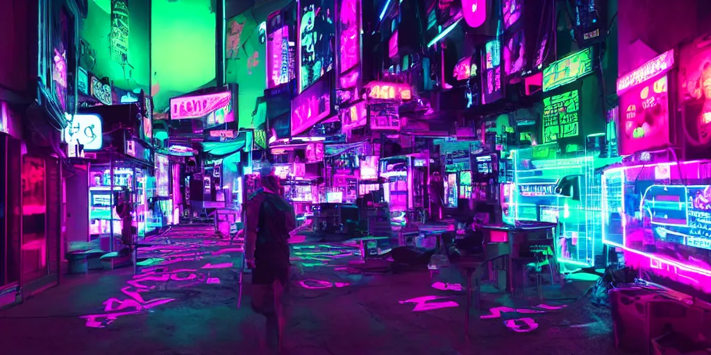 Prompt: twitch, cyberpunk, neon, glow, neon sign