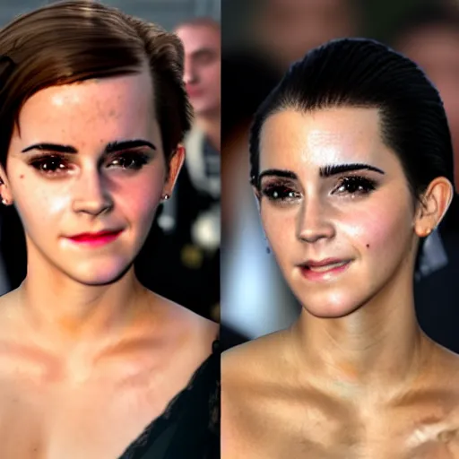 Image similar to a woman who is a combination of emma watson and kim kardashian, close - up