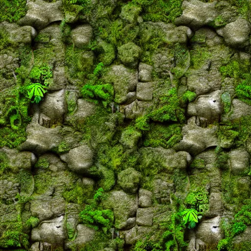 Prompt: seamless cliff face texture with moss and vines, material, pbr, 4 k, texture