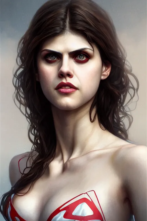 Image similar to alexandra daddario as spider girl, realistic portrait, symmetrical, highly detailed, digital painting, artstation, concept art, smooth, sharp focus, illustration, cinematic lighting, art by artgerm and greg rutkowski and alphonse mucha