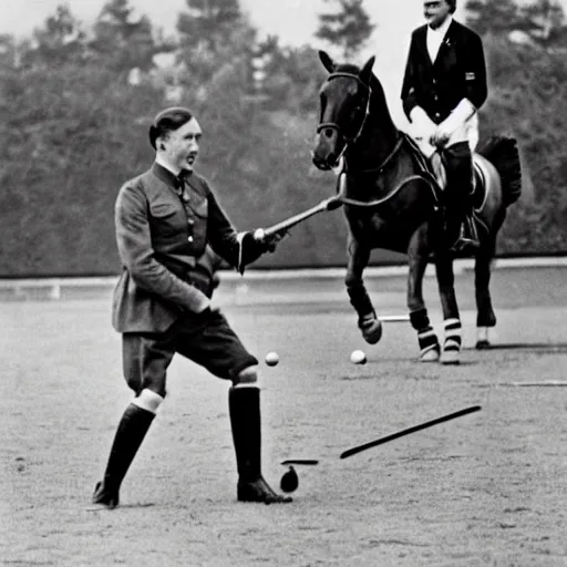 Prompt: adolf hitler playing a polo game