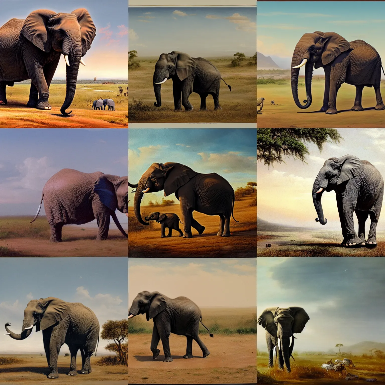 Prompt: a detailed matte painting of an elephant on the savannah
