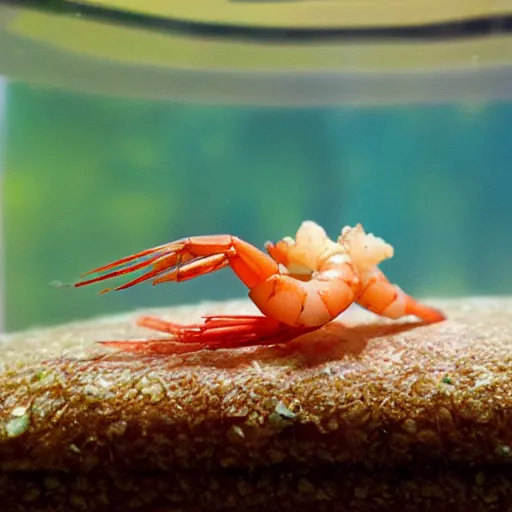 Prompt: a shrimp in a bank