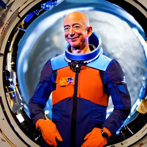 Prompt: jeff bezos in a spaceship going into space