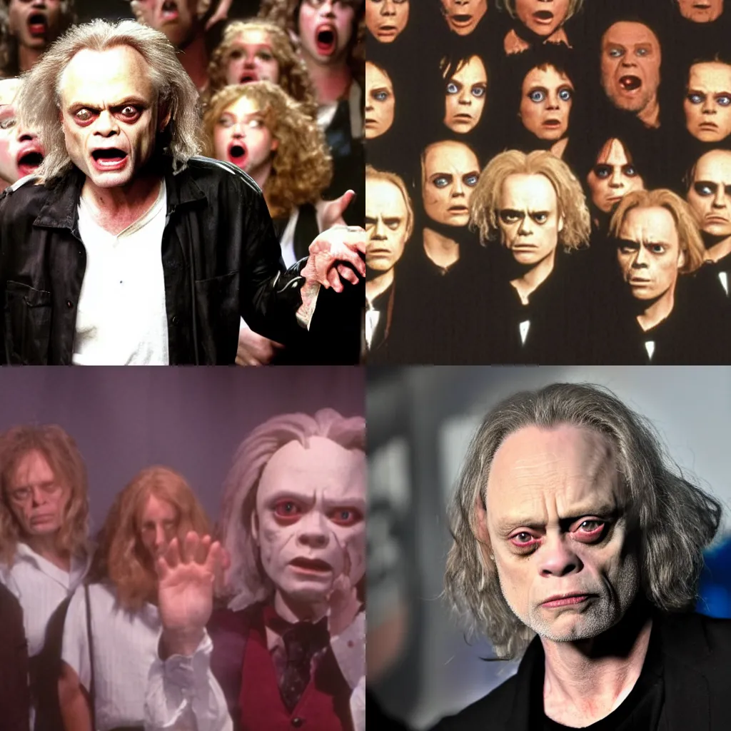 Prompt: Brad dourif and chucky gospel choir.