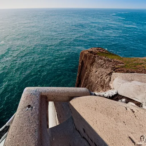 Prompt: the view from the lighthouse excited even the most seasoned traveler, canon 5 d mk iv, 1 6 - 3 5 mm 2. 8 l lens at 2 0 mm, f 1 6, crashing waves