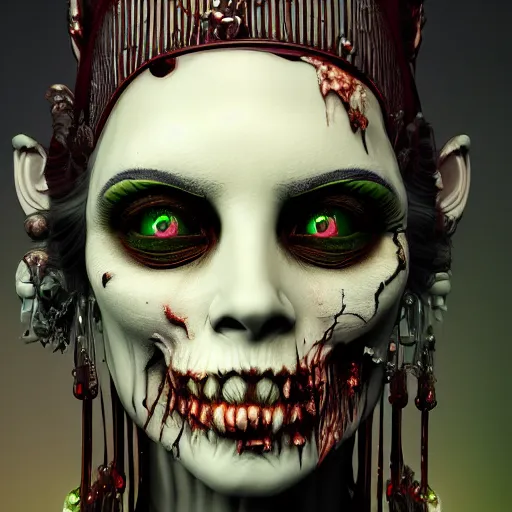 Image similar to the zombie queen, 4 k, intricate detailed, jaw dropping, gorgeous, surreal, octane render