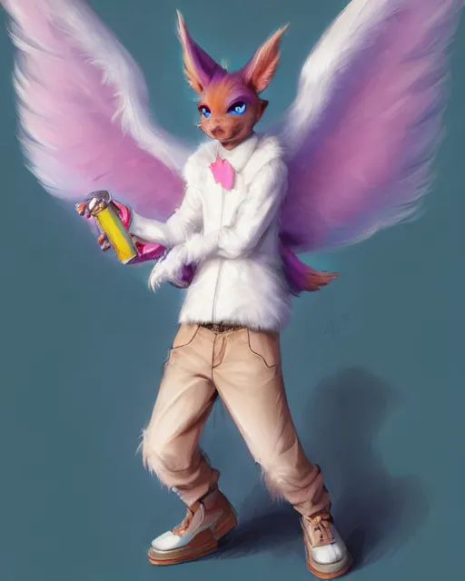 Prompt: character concept art of a cute young male anthropomorphic colorful furry angel dragon | | cute - fine - face, pretty face, key visual, realistic shaded perfect face, fine details by stanley artgerm lau, wlop, rossdraws, james jean, andrei riabovitchev, marc simonetti, and sakimichan, trending on artstation