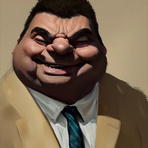 Image similar to portrait of big chungus as mr. bean painted by greg rutkowski, wlop