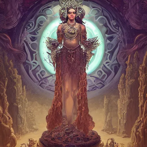 Image similar to a portrait of the goddess minerva surrounded by stacks of books, bioluminescent gown with deep level of detail of esoteric symbols, urban motifs, intricate, elegant, highly detailed, digital painting, trending on artstation, concept art, smooth sharp focus, illustration, art by artgerm and greg rutkowski, extremely high quality, surrealism