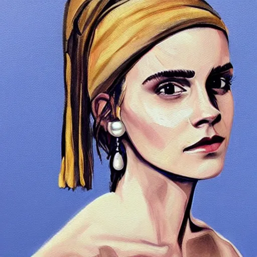 Image similar to painting of emma watson with the pearl earring