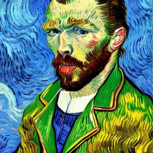 Prompt: grand theft auto ( gta ) vincent van gogh style self - portrait, popular on artstation