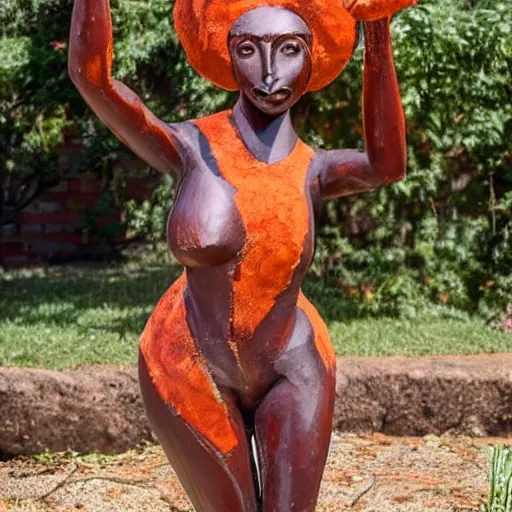 Prompt: Kaitlyn Michelle Siragusa, better known as Amouranth, full body sculpture, african fertility sculpture, 1930s sculpture