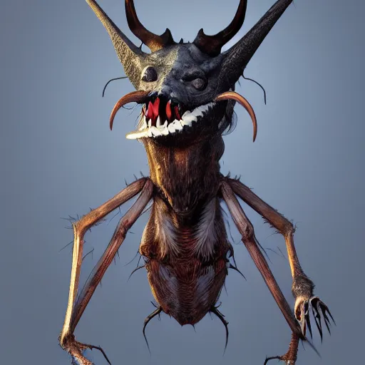 Prompt: a cockroach - wendigo crossbreed, illustrated by antoine verney - carron and j. lesaffre, trending on artstation, 4 k, 8 k, artstation 3 d render, artstation 3 d, artstation graphics, artstation lighting