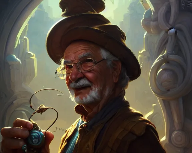 Image similar to old engineer, pepe mujica, deep focus, d & d, fantasy, intricate, elegant, highly detailed, digital painting, artstation, concept art, matte, sharp focus, illustration, hearthstone, art by artgerm and greg rutkowski and alphonse mucha