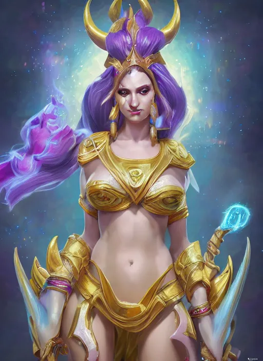 Prompt: divine soraka, from league of legends, health supporter, hyper detailed, digital art, trending in artstation, cinematic lighting, studio quality, smooth render, unreal engine 5 rendered, octane rendered, art style by klimt and nixeu and ian sprigger and wlop and krenz cushart