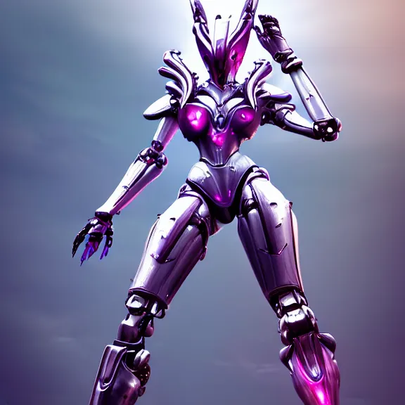 Prompt: extremely detailed giantess shot of a goddess that's a giant beautiful stunning anthropomorphic robot female dragon, standing majestically on a mountain, elegant pose, robot dragon claws, streamlined shiny silver metal armor, fuchsia skin, detailed sharp metal claws, sleek thick robot legs, long elegant tail, detailed warframe fanart, destiny fanart, high quality digital art, giantess art, furry art, warframe art, Destiny art, furaffinity, DeviantArt, artstation, 8k HD, octane render