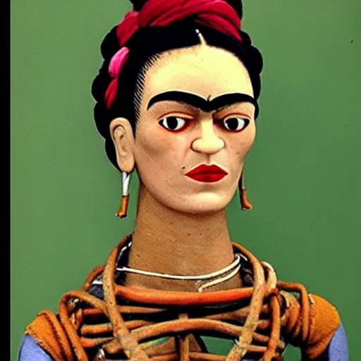 Image similar to Frida Kahlo as a cyborg , doll