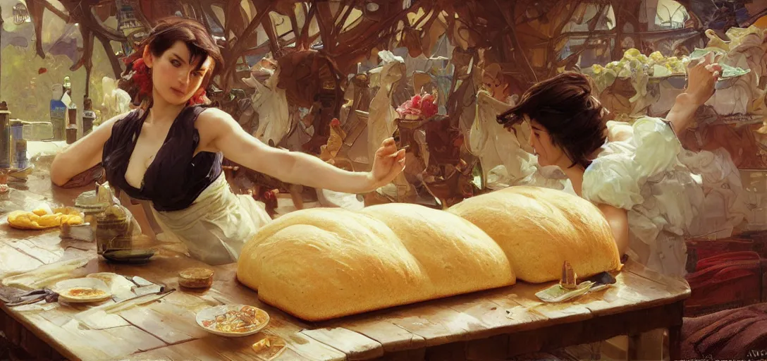 Image similar to the perfect loaf of bread by Stanley Artgerm Lau, greg rutkowski, thomas kindkade, alphonse mucha, loish, norman Rockwel