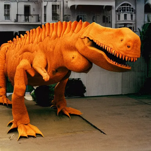 Prompt: dinosaur made of mango skin, 9 0 s kodak photo