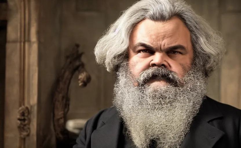 Prompt: Jack Black as Karl Marx in 'Marx' (2018), oscar nominated cinematography, volumetric lighting, 8k resolution