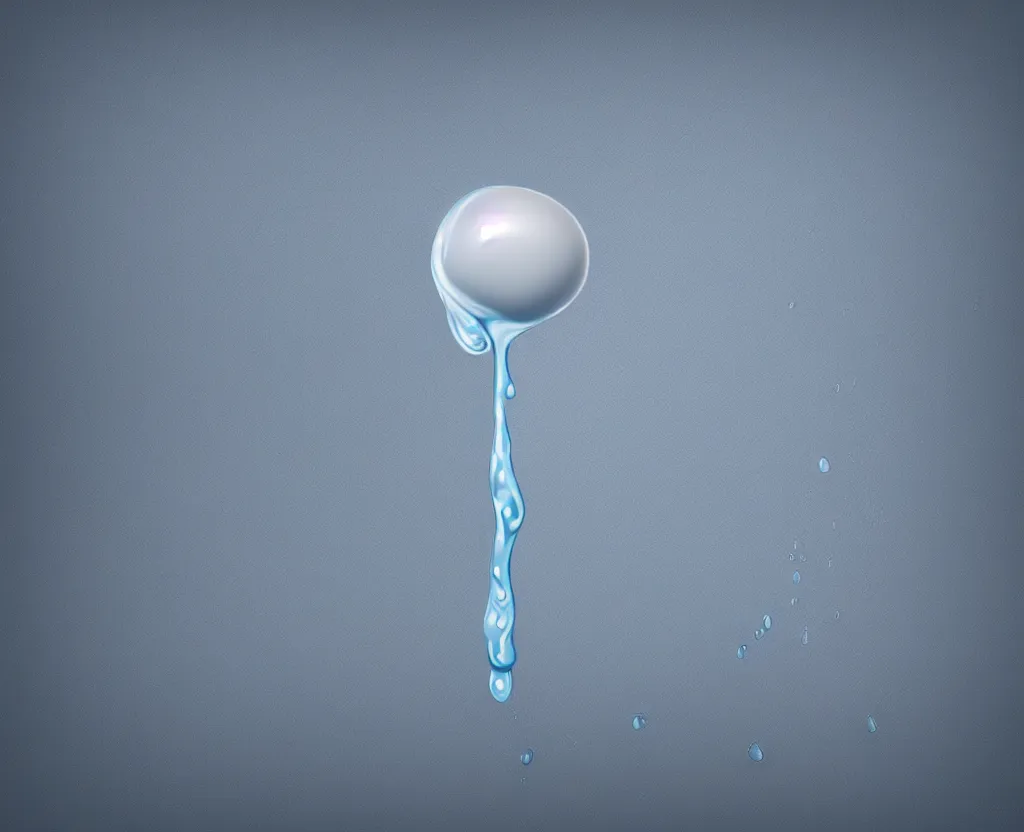 Prompt: beautiful matte airbrush of a big glossy water drop dripping on a white background, inspired by 8 0's airbrush illustrations