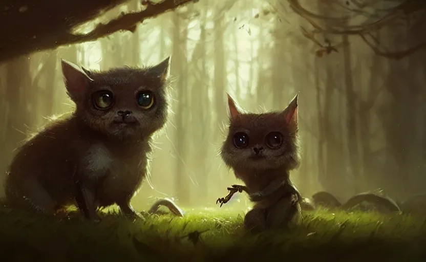 Prompt: a beautiful photo of cute little creature with big eyes, hyper realistic, natural light, concept art, by greg rutkowski, cozy atmospheric and cinematic lighting