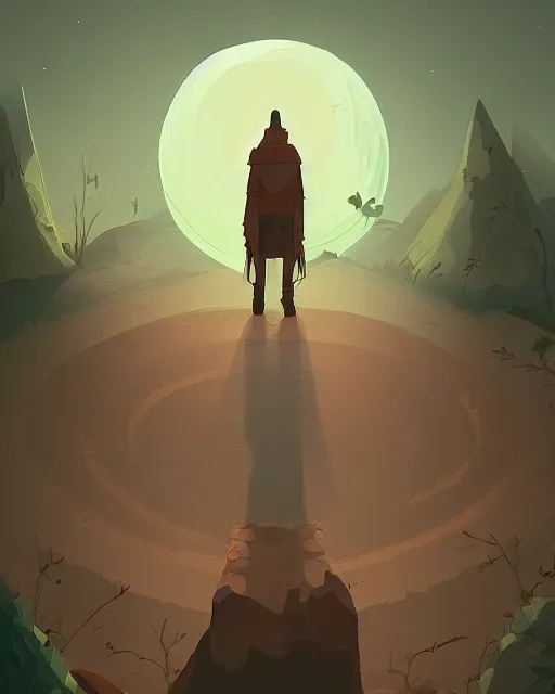 Prompt: a druid standing in a circle at the beginning of the world by james gilleard