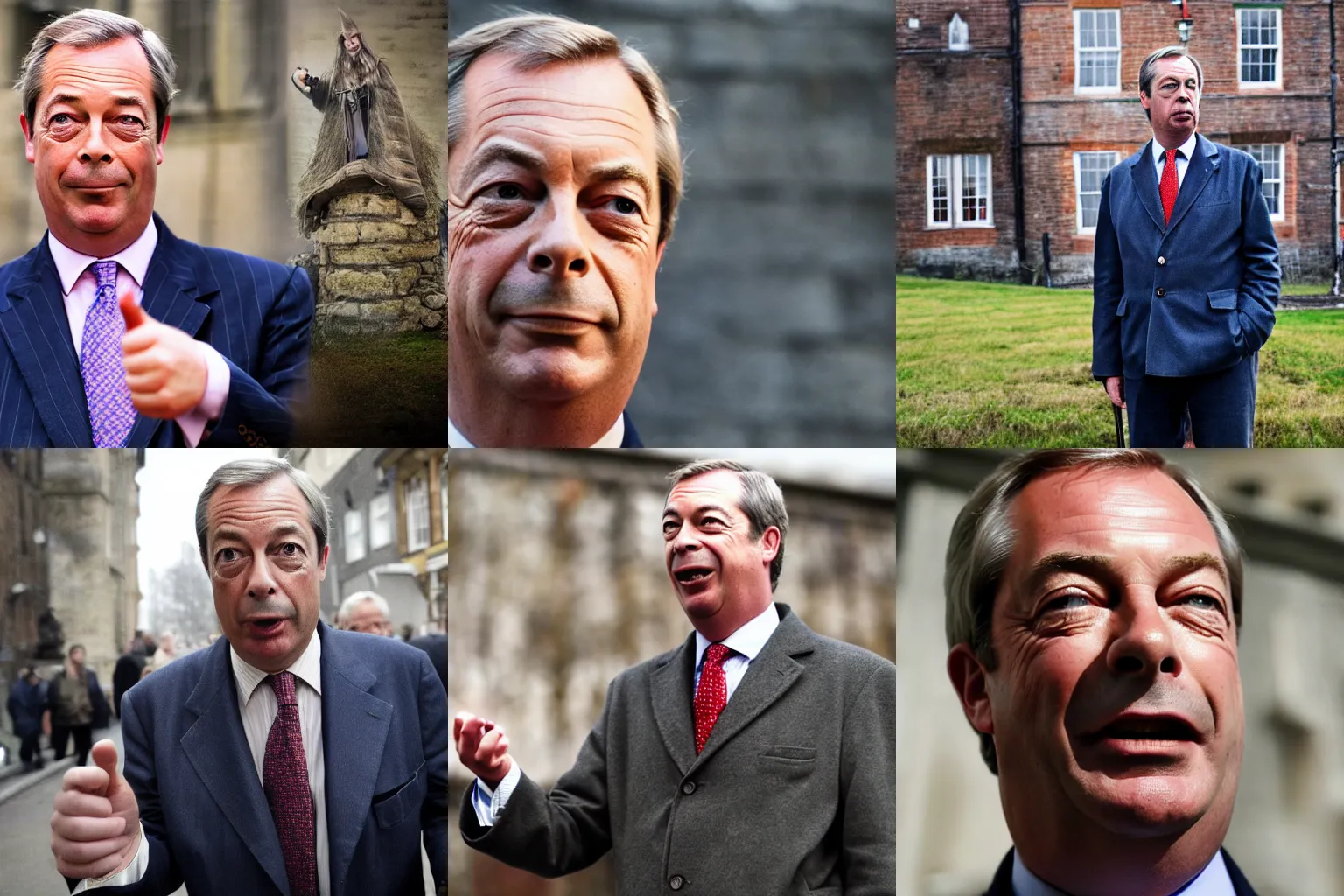 Prompt: Establishing shot of Nigel Farage as Gandalf