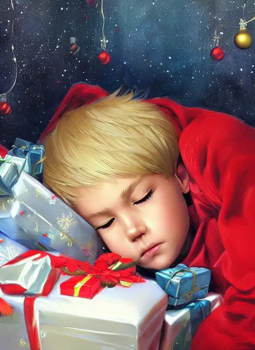 four year old boy with short blonde hair, asleep at | Stable Diffusion ...