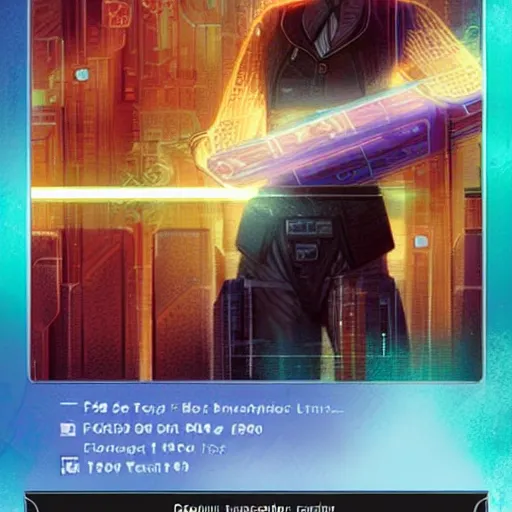 Image similar to 'A FFG Netrunner card, 2014, digital art'