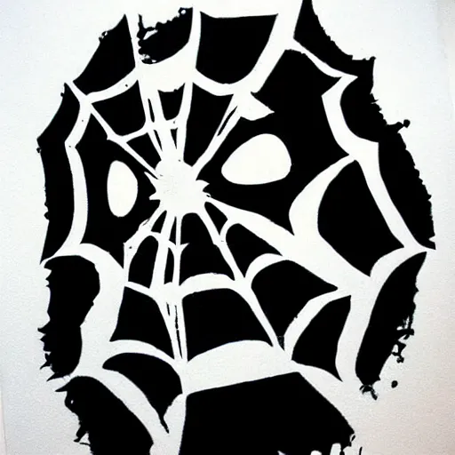 Prompt: spiderman ink blot, made out of ink