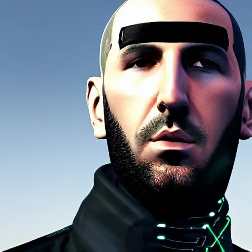 Image similar to benzema with cyberpunk style