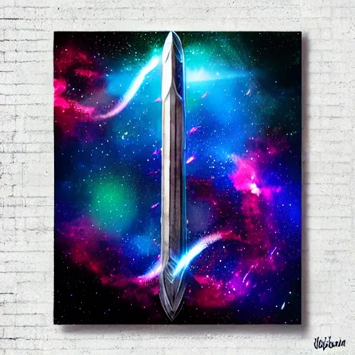 Image similar to Sword of galaxy, digital art high quality