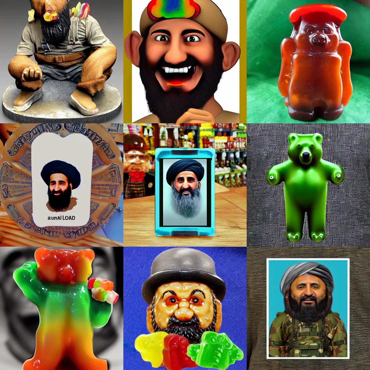 Prompt: realistic gummy bear osama ben Laden