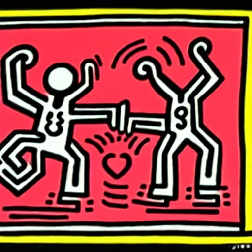 Prompt: Valentine's card by Keith Haring