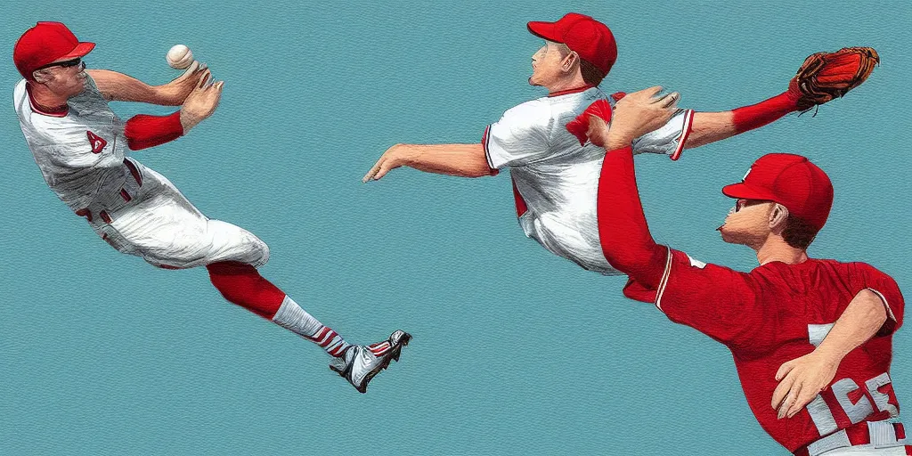 Prompt: diving baseball catch, digital art