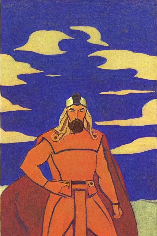 Prompt: thor, marvel, artwork by nicholas roerich,