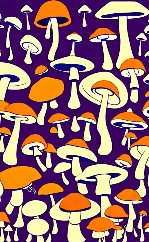 Image similar to psychedelic mushrooms with faces wide angle shot, white background, vector art, illustration by frank frazetta