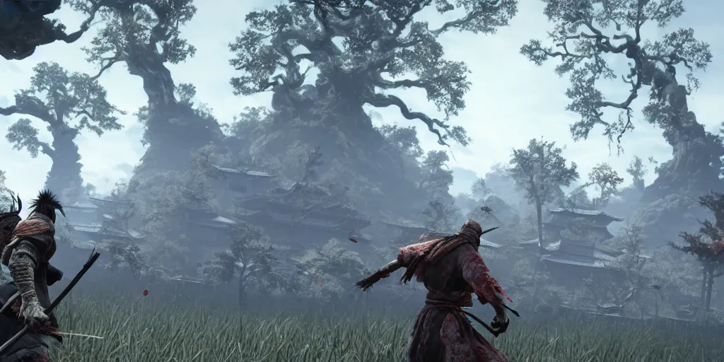 Image similar to a stunning screenshot of a flesh forest in sekiro