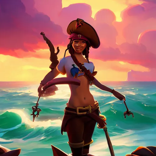 Image similar to jack the pirate mermaid on sea of thieves game avatar hero, behance hd by jesper ejsing, by rhads, makoto shinkai and lois van baarle, ilya kuvshinov, rossdraws global illumination