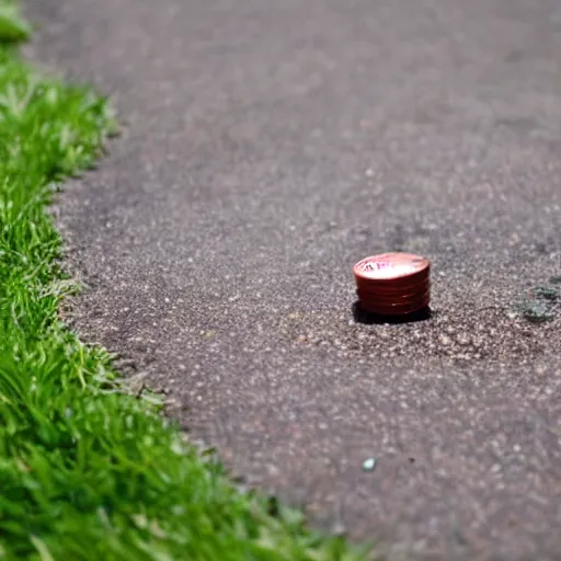 Prompt: someone trying to pick up a penny glued to the ground