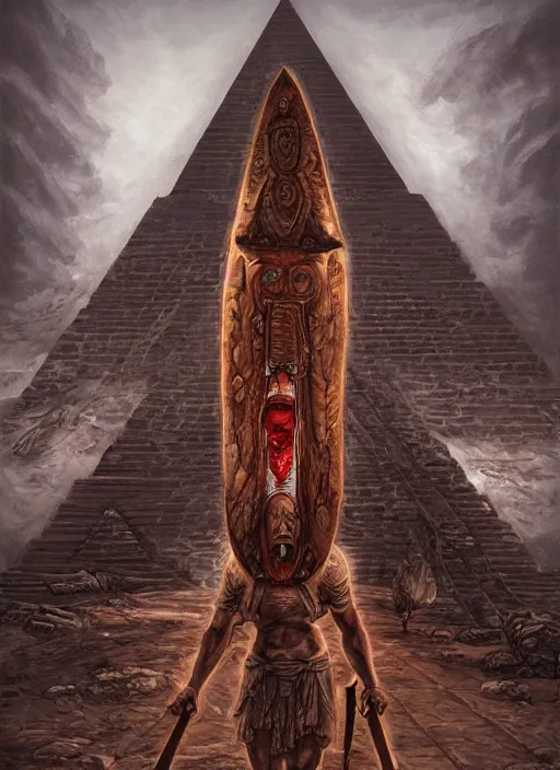 Prompt: digital _ painting _ of _ pyramid head mayan god of death _ by _ filipe _ pagliuso _ and _ justin _ gerard _ symmetric _ fantasy _ highly _ detailed _ realistic _ intricate _ port