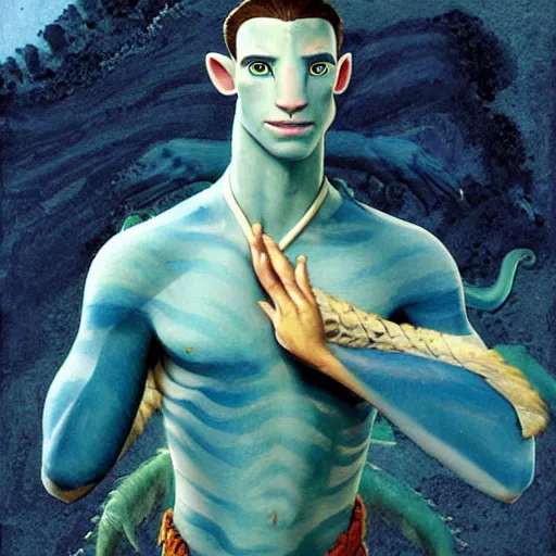 Prompt: portrait of jake from the movie avatar by james cameron