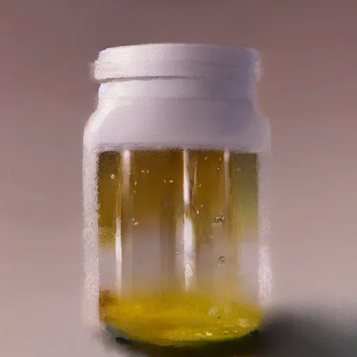 Image similar to White sticky goo in a jar, Greg Rutkowski