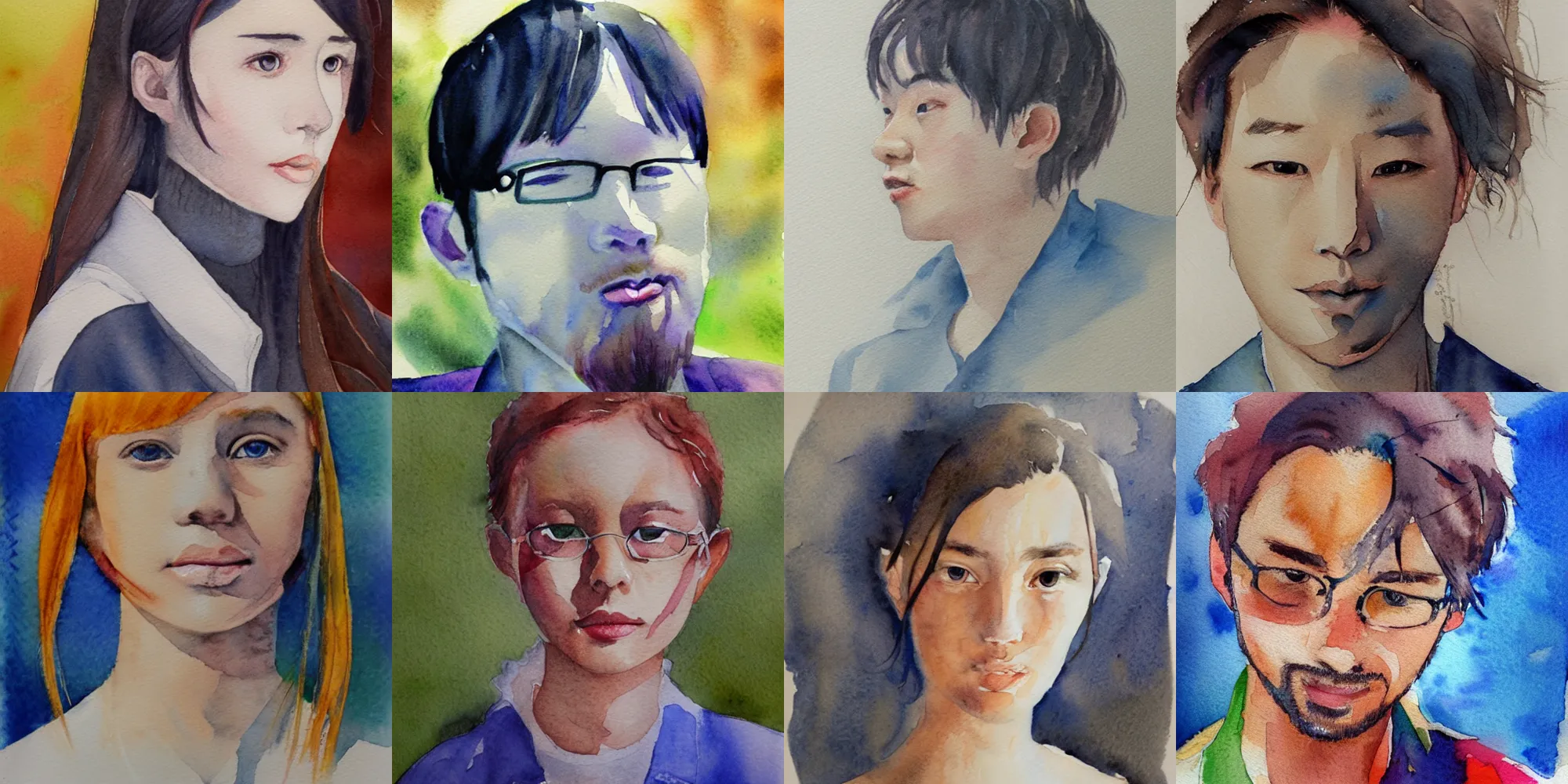 Prompt: a watercolor portrait by yukoring