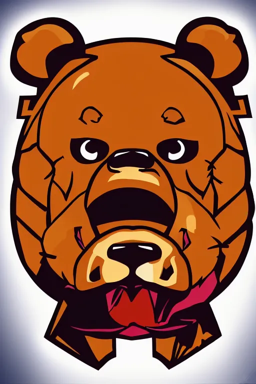 Image similar to in the style of a vector e-sports sticker portrait of an evil teddy bear, highly detailed, colourful, 8k wallpaper