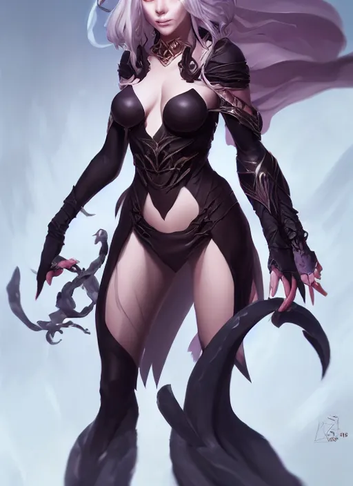 Image similar to dark sorceress,, wide angle view, fullbody view, highly detailed, qichao wang, artgerm, cushart krenz, zeronis, trending on artstation, soft light, sharp edges, illustration, character design, concept art