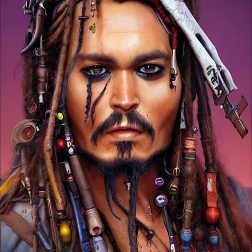 Image similar to Lofi BioPunk portrait of Jack Sparrow Pixar style by Tristan Eaton Stanley Artgerm and Tom Bagshaw